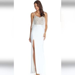 Dress the Population Roselyn Dress White Size Small NWOT Sleeveless Lace